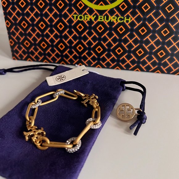 Tory Burch Roxanne Chain PavÉ Gold Bracelet - Picture 3 of 13